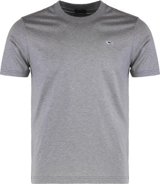 Paul & Shark Minimalistische Crew-neck T-shirt met Logo - Heren - T-shirts - Grijs - S - Katoen - Tops
