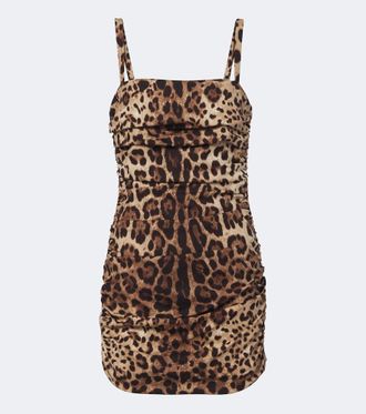 Dolce & Gabbana Leopard-print silk-blend charmeuse minidress