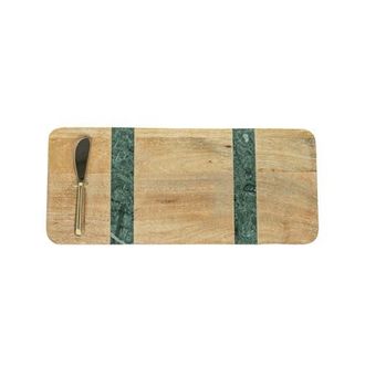 Foreside Home And Garden Cillian Dark Green Marble Tray with Spreader Set of 2 in Brown at Nordstrom