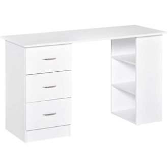 HOMCOM Scrivania pc con 3 Ripiani e 3 Cassetti in Legno Casa e Ufficio Bianca - Homcom