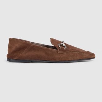 Gucci Womens Jordaan Soft Loafer, Brown, Leather