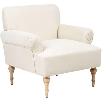Beliani Poltrona in tessuto Poliestere idrorepellente Seduta spessa Gambe in legno di gomma Beige chiaro Fredros