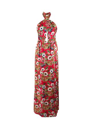 Borgo De Nor Red Silk Mae Maxi Dress Size XS