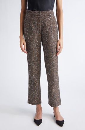 Giambattista Valli Metallic Boucl&eacute; Ankle Pants in Black/Yellow at Nordstrom, Size 4 Us