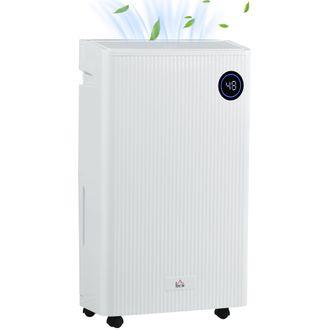 HOMCOM 16L/Day Dehumidifier with Air Purifier and HEPA Filter - UVC - Ioniser - 5.5L Water Tank - 24H Timer - for Home Damp - Condensation - Mould and