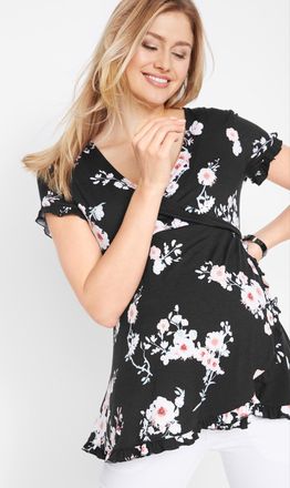 Bonprix Tunika BONPRIX, Damen, Gr. 52/54 (XXL), schwarz gebl&uuml;mt, Obermaterial: 95% Viskose, 5% Elasthan, ausgestellt, Tuniken Tunika, ausgestellte Passform, m