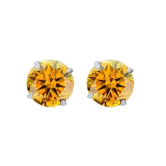 Mauli Jewels 2.50Ct 14K Gold GRA Certified D-VVS1 Round Yellow Diamond Red Moissanite Diamond Screw Back Studs Earrings for women