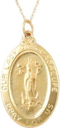 Pompeii3 14k Yellow Gold Lady Of Guadalupe Medal Pendant 1 Tall 4 Grams