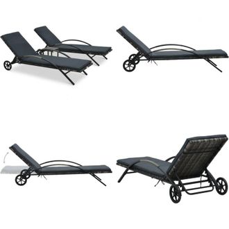 vidaXL Lettini Prendisole con Tavolino in Polyrattan Antracite - Tavolino da giardino - Polyrattan