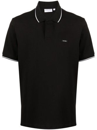 Calvin Klein Polo a maniche corte con applicazione - Nero