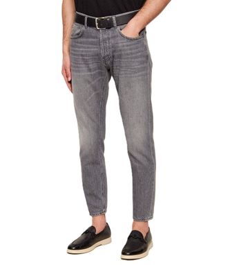 Dondup Washed Grey Tapered Jeans with Classic Pocket Styling