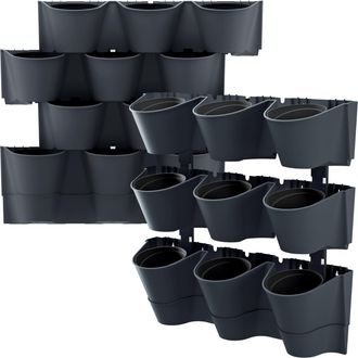 Prosperplast Macetero Vertical Prosperplast Cascade Wall De Plastico En Color Antracita 67 (largo) X 17,7 (ancho) X 57 (alto) Cm