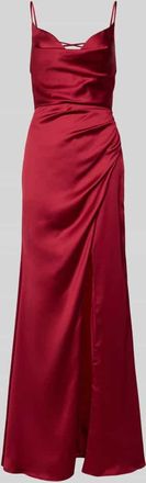 Luxuar Luxuar Abendkleid mit Wasserfall-Ausschnitt in Bordeaux, Gr&ouml;&szlig;e 38