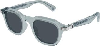 Cartier Vierkante zonnebril met Godron-detail - unisex - Zonnebrillen - Blauw - 49 MM - Accessoires