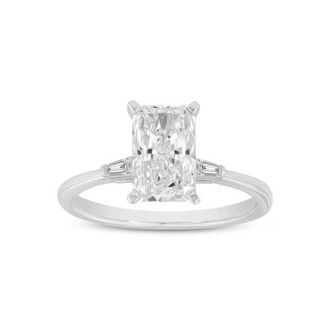 LuvMyJewelry Kenza 14K White Gold Radiant Cut Lab Grown Diamond Three Stone Engagement Ring - 2.05 Ct at Nordstrom, Size 6.5