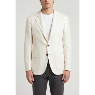 Brunello Cucinelli Off White Linen Silk Blazer, Brand Size 46 (US Size 36)
