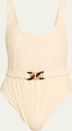 Zimmermann Indra Textured Scoop One-Piece Swimsuit