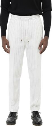 Brunello Cucinelli White Regular Stripes Trousers