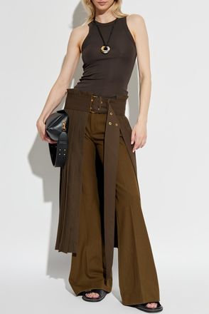 Ami Pleated Skirt, Womens, Brown