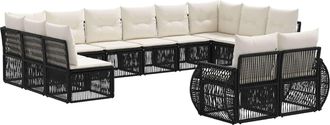 vidaXL Conjunto De Sof&aacute;s De Jard&iacute;n 12 Uds. Negro Y Blanco Crema Vidaxl