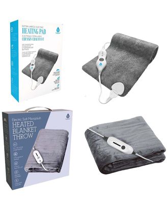 Pursonic Cozy Comfort Bundle - Electric Heated Microplush Blanket And Heating Pad Set