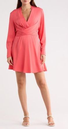 BOSS Dimkai Long Sleeve Fit & Flare Dress in Dark Pink at Nordstrom Rack, Size 16