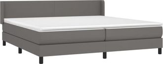 vidaXL Vidaxl - Cama Box Spring Con Colch&oacute;n Cuero Sint&eacute;tico Gris 200x200 Cm
