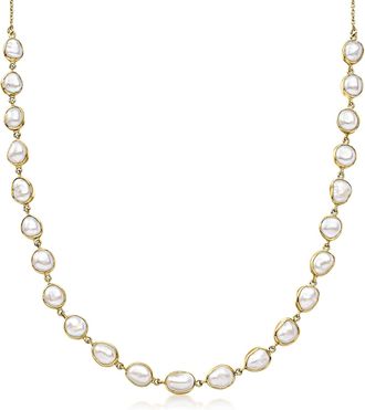 Ross-Simons 14kt Yellow Gold-Plated Necklace With 6-9mm Cultured Baroque Pearls
