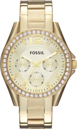 Fossil Womens Riley Multifunction, Gold-Tone Stainless Steel Watch