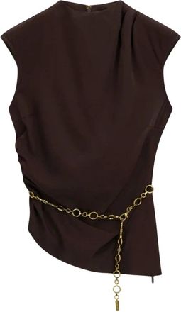 Marciano Tops, Dames, Bruin, S, Kamila Mouwloze Top met Rolkraag