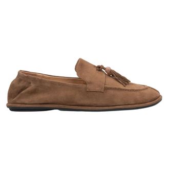 Estro & Luminara Velour Barefoot Loafers with Tassel - female - Estro - Loafers - Brown - 3 UK - Shoes