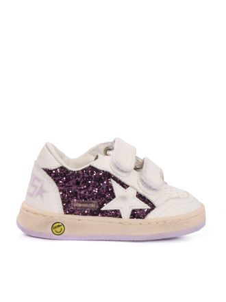 Golden Goose Ballstar Strap Glitter Tomaia in pelle Toe Strap Tallone e sperone a stella