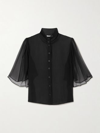 Frame Denim Blusa In Chiffon Di Seta Flutter - Nero