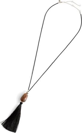 Madewell Semiprecious Stone Tassel Long Necklace in True Black at Nordstrom