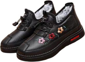 Generic Warm Shoes for Women Elderly Females Soft Warm, Winter Slip On Shoes for Women, Winter Walking Shoes for Womens (Black,8.5)