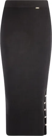 Fracomina Slim Tube Midi Knit Rok - Dames - Kokerrokken - Zwart - M - Polyester - Rokken