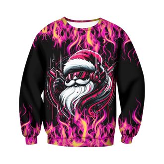 Generic Mens Christmas Round Neck Sports Shirt Short Sleeved Winter Round Neck Sports Shirt Sweat Pants Black