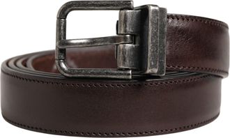 Dolce & Gabbana Men Brown Classic Leather Metal Buckle Mens Belt