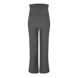 Off-white Off White Dames/Dames Off Ribbed Fold Over Wide Leg Broek (Donkergrijs)