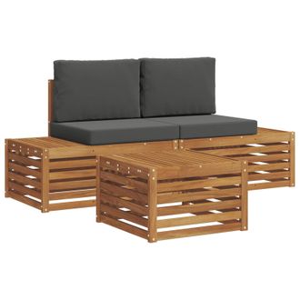 vidaXL Conjunto De Sof&aacute;s De Exterior Con Coj&iacute;n Natural Y Antracita Vidaxl