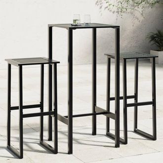 Berkfield Home 3 Piece Garden Bar Set Black Powder-coated Steel