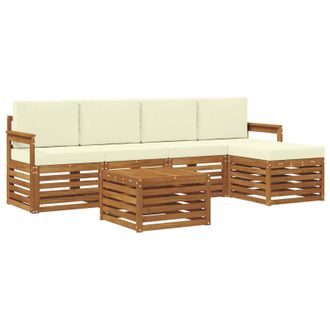 vidaXL Conjunto De Sof&aacute;s De Exterior Con Coj&iacute;n 6 Pcs Natural Y Crema Vidaxl
