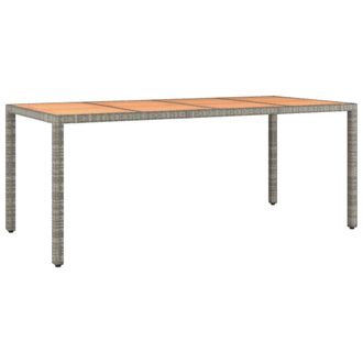 vidaXL Vidaxl - Mesa De Jard&iacute;n Rat&aacute;n Pe Gris Y Superficie Madera Maciza Acacia