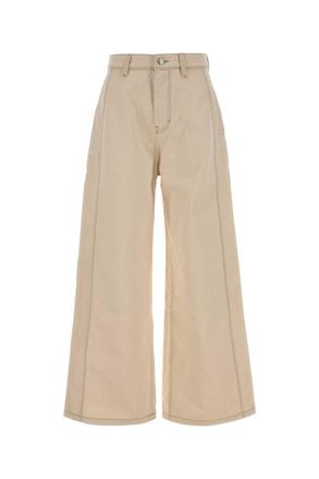 Ami Beige Loose Flat Front Pants