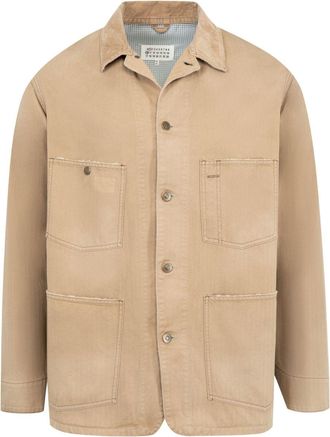 Maison Margiela Mens Herringbone-Weave Shirt Jacket