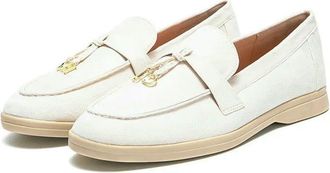 Generic ZBDP Loafers White Women Casual Shoes Faux Cowhide Flat Single Shoes White Spring Summer