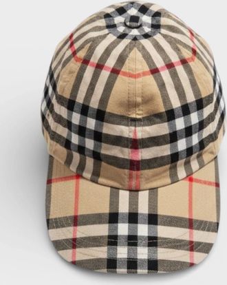Burberry Mens Check Cotton Baseball Cap Archive Beige - Size: S