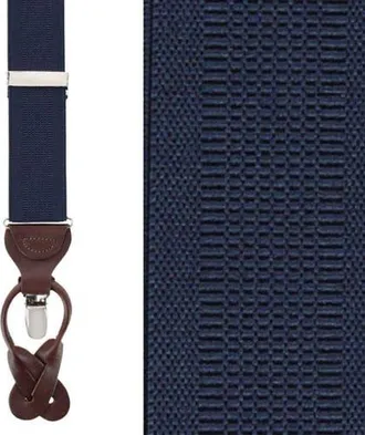 Trafalgar Store Classic Solid Color Convertible Suspenders (Braces) 35mm Elastic in Navy at Nordstrom