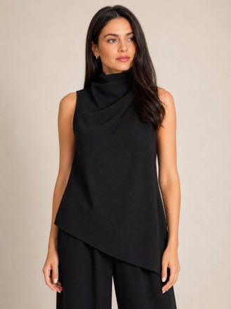 Lavender Brown Matilda High Neck Top In Black