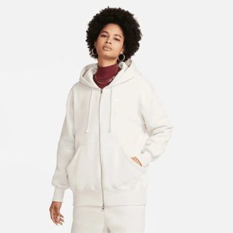 Nike Sportswear Phoenix Fleece Hoodie Womens Sail Full Zip Oversized DSGL921